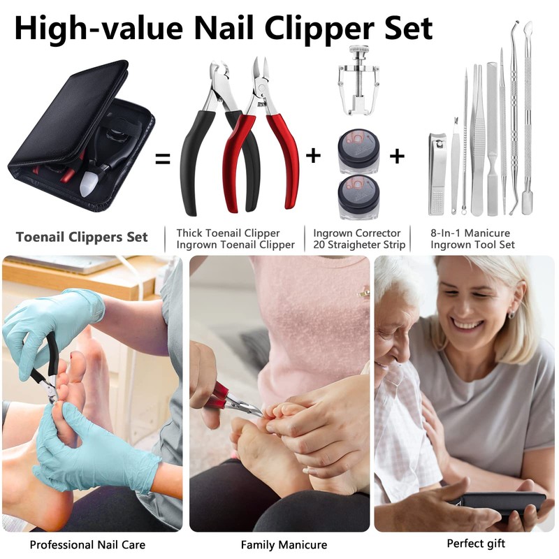 BOPOMOFO Juego de cortaúñas para uñas de los pies, podólogo,