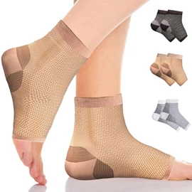 Calcetines Fascitis Plantar Compresión, Tobillera Deportiva, Beige, S/M