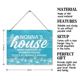 Nonna's House Decor Sign, What Happens at Nonna's House, Stays at Nonna's House Wood Sign, Rustic Daisy Decor Sign, Hanging Wood Decor Sign, Nonna's Gift, Gift For Mother's Day Christmas 15"X11.4"