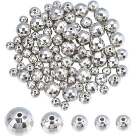 100 Pieces Silver Disco Ball Beads, Mini Reflective Mirrorball Beads Charms for Bracelet Necklace Earrings Jewelry Making Party Decor DIY Craft Accessories，Beading and Jewelry Making