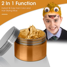 Temporary Hair Color Wax Kit, Stocking Stuffers for Teen Girls, Instant Hair Dye Color Wax Washable Natural Hair Color Cream for DIY Hairstyle on Crazy Hair Day, Children's Day, Christmas (Yellow)