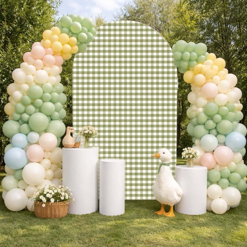 HISDH Silly Goose Arch Backdrop Cover Plaids Gingham Stretchy Spandex
