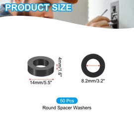 PATIKIL 50Pcs M8 ABS Spacers 5/16" ID x 9/16" OD x 5/32" L Plastic Round Spacer Washers Black Standoff Nut Unthreaded for M8 or 5/16 inch Screws Bolts Electrical Outlet