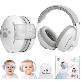 GOTFUN Baby Hearing Protection, 2-in-1 Baby Headphones Noise Protection 25 dB, Baby Earmuffs Noise Adjustable Headband - Headphones Baby Noise Protection for Babies up to 48 Months, Extra Soft