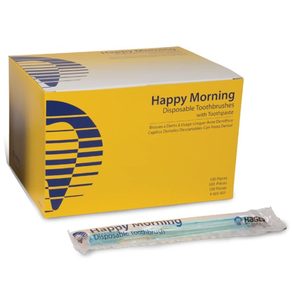 Hager Pharma Happy Morning Disposable Toothbrush with Xylitol, 50 Count, Pack of 2