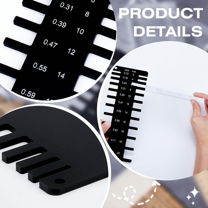 BENECREAT Black Acrylic Thickness Gauge, 8.1x3.1x0.1inch Plated Size Inspection Tool