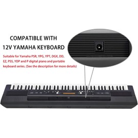 10FT Long Power Supply Adapter Cord for Yamaha PSR, YPG, YPT, DGX, DD, EZ and P Digital Piano and Portable Keyboard Charger, 12V 2A AC Adapter Replacement Yamaha Keyboard PA-130 PA-PA150 Power Cable