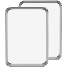 Baking Sheet Cookie Sheet Set of 2, Umite Chef Stainless Steel Baking Pans Tray Professional 10 inch, Non Toxic & Healthy, Mirror Finish & Rust Free, Easy Clean & Dishwasher Safe