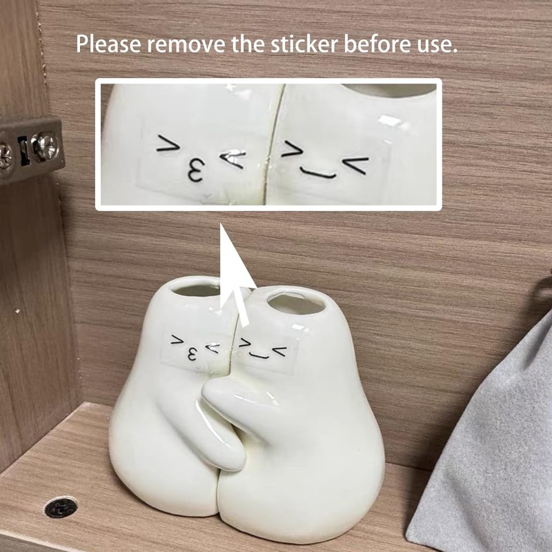 Ceramic Toothbrush Holder for Bathroom, Set of 2 Cute Tooth