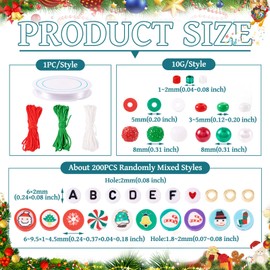 Christmas Beads for Jewelry Making, Clay Bead Bracelet Making Kit for Christmas, Green Polymer Heishi Beads Letter Beads for Friendship Bracelet Adults Christmas Jewelry Making 1Set