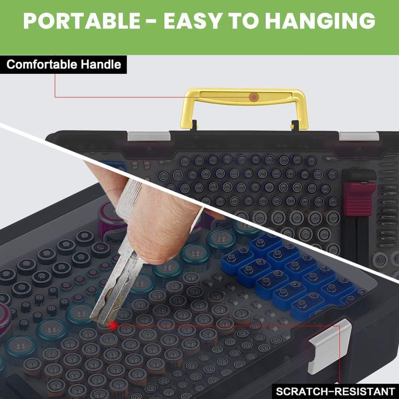 Battery Organizer Storage Holder- Batteries Case Containers Box with Tester