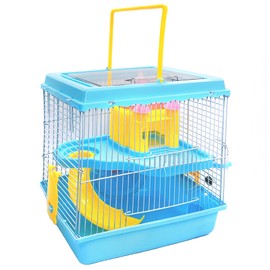 Tfwadmx Hamster Carrier, Dwarf Hamster Travel Cage, Portable Cages with Water Bottle, Gerbil Travel Carry Case Outdoor Vacation House for Small Mice(Blue,10.6”x8”x11.4”)