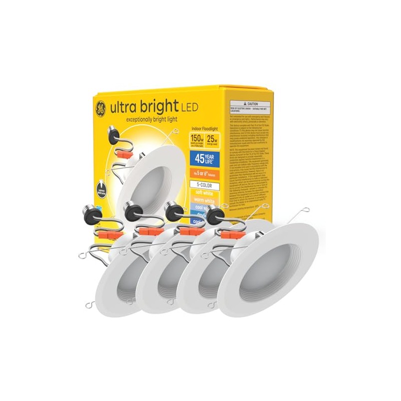 GE Ultra Bright LED Recessed Downlight Fixture, RS6 Indoor Floodlight,