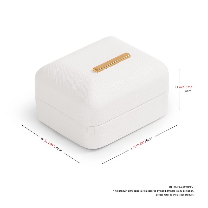Oirlv White PU Leather Ring Box Round Corner Engagement Proposal