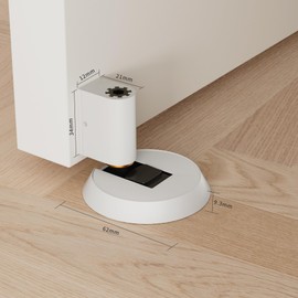 DOOROOM 1 Pack Solid Brass Windproof Door Stopper, Mechanical PushLock Design No Drill Installation Heavy Duty & Wall Protector, Ideal for Offices Home Use Baby & Pet Friendly