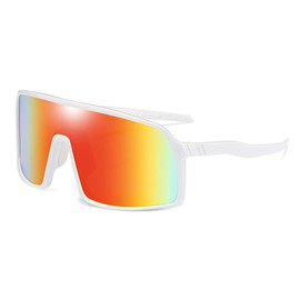 Polarized Sunglasses for Men Women, Fashion Windproof Driving Fishing Cycling Sun Glasses UV400 Protection (White/Red Orange)