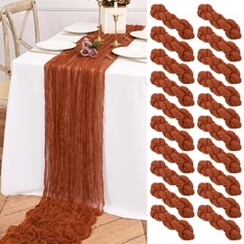 20 Packs Terracotta Cheesecloth Table Runner 70inch，Romantic Rustic Gauze Table Runner Boho Table Runner for Wedding Party Birthday Boho Table Decoration-Terracotta