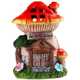 Enchanting Multicolor Secret Fairy Garden Toadstool Solar House - 15 x 14 x 19.5cm (1 Pc.) - Sturdy Design - Perfect Whimsical Decor