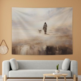 LUVADIAN Christian Tapestry, Jesus and Lamb Tapestry Wall Hanging, Jesus Leaves the 99 Sheep Wall Art Blanket for Home Bedroom Living Room Church Decor, Bible Verse Scripture Tapestry, 50x60 Inch