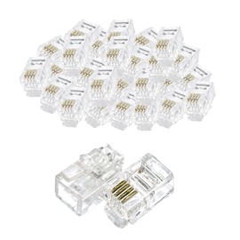 Menewstart 100Pack Telephone Modular Plug RJ9/RJ10/RJ22 4P4C Connector for Phone Line Cord, Compatible with Both Solid and Strandard Wire, for Assembly of Telephone handset Cords