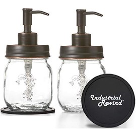 Mason Jar Soap and/or Lotion Dispenser for Hand Sanitizer, Liquid Soap or Hand/Body Lotion (Oil Rubbed Bronze, 2pk 16oz)