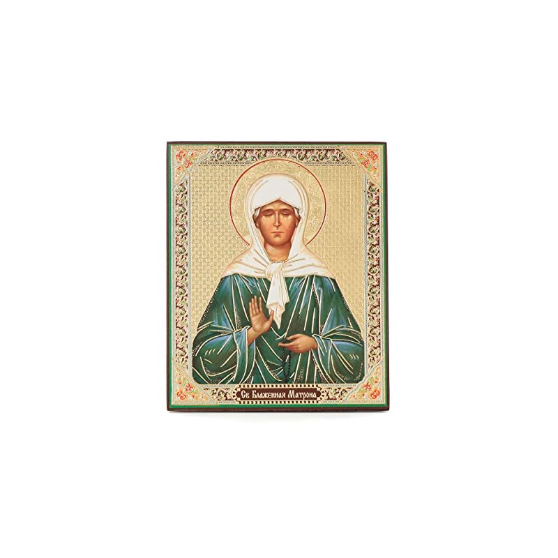 NKlaus Saint Matrona Wooden Icon 10 x 12 cm Christian