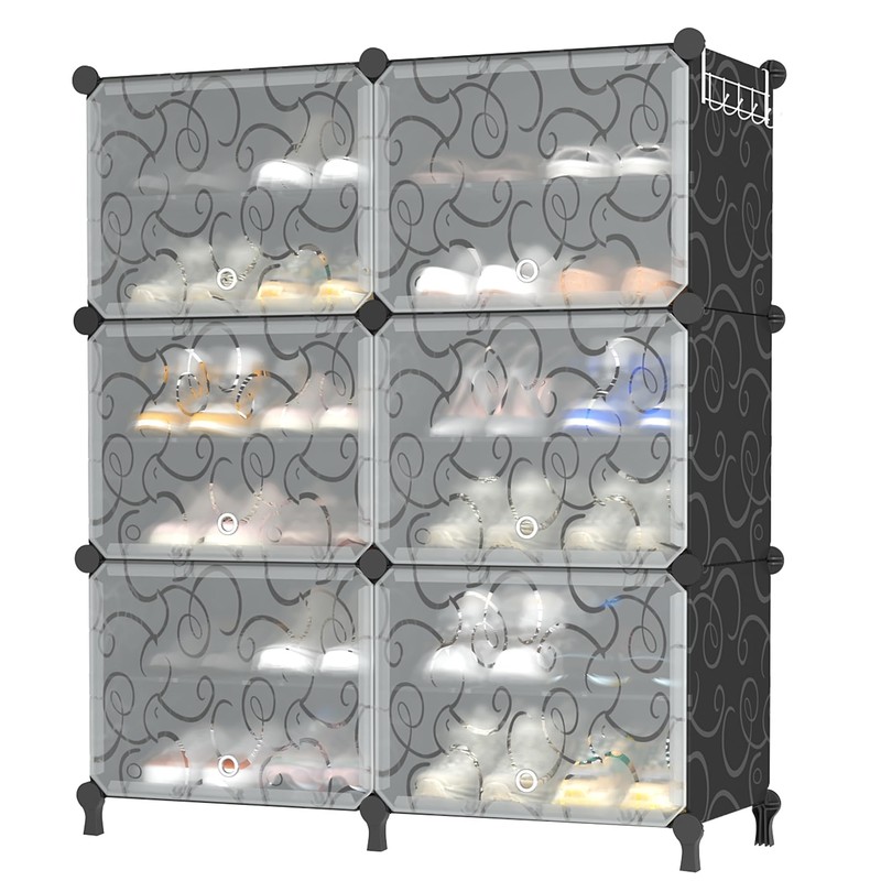 AWTATOS Shoe Rack, 6 Tier Shoe Storage Cabinet with Door,