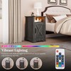 RoyalCraft Farmhouse Nightstand, Grey Night Stand with LED Lights and