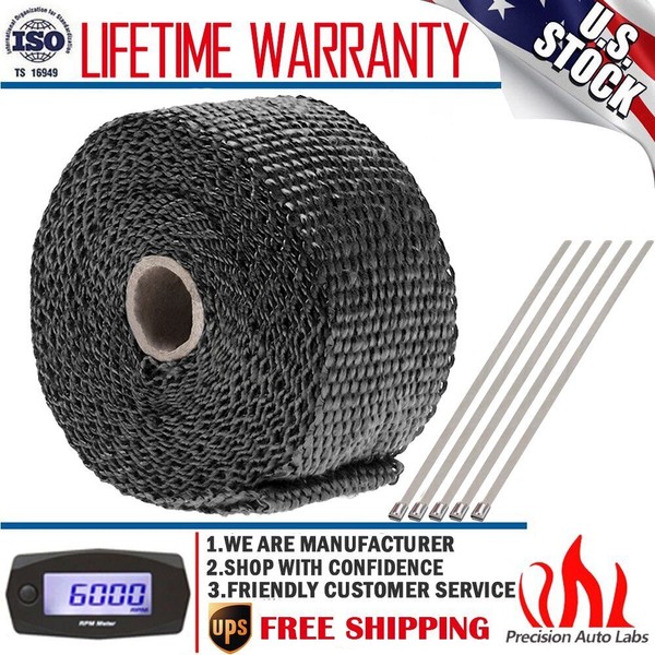 Precision Auto Labs 2" Motorcycle Black Exhaust Header Pipe Tape