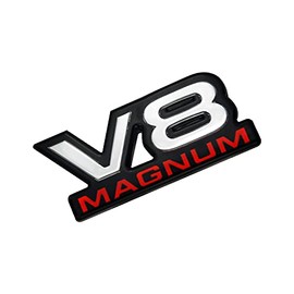 2Pc 94-01 V8 Magnum Emblem Fender Door Nameplate Badge Stickers Logo 1500 Van Fit for Magnum (Silver Red Black)