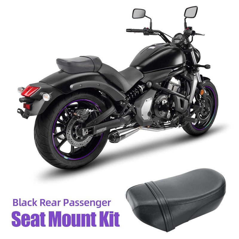 Motorcycle Rear Passenger Pillion Black Leather Seat Pad Fit for
