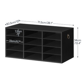 HOOBRO Countertop Mail Sorter, Wooden Literature Organizer, Student Mailbox for Classroom, Desktop Organizer for Office Home School, 12 Compartments Black BK43WF01