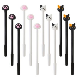 12 Pcs Cute Pens, Black Pens Cat Themed, Cute Stationery Sets Kawaii, Gel Pens Black Ink, Cat Gifts for Women, Cat Pens for Girls,School Supplies,Kids Party Bags