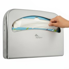 SoNeat Toilet Seat Covers Dispenser - Half Fold Stainless Steel Wall Mounted Toilet Seat Cover Holder for Commercial, Office, Restaurants, Hospitals and Schools, 16.81 Inches, 500 Seat Covers Capacity