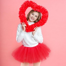 hoyuwak 2 Pack Tutu Tulle Skirt for Women 5 Layered Stretchy Puffy Fluffy Adult Dance Skirt for 80s Ballerina Party Costume