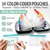 Travel Pill Organizer with 14 Reusable Pill Pouches,Black Hard Shell