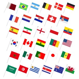 Felimoa Flags, 32 Countries, American Flags, Japanese Hand Flags, Sports, Watching, Cheering, 5.5 x 8.3 inches (14 x 21 cm), Set of 32