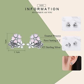 PAHALA 925 Sterling Silver Pink Cherry Blossom Party With Crystals Wedding Earrings (Stud) Stud