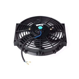 10" 12V Universal Slim Fan Push Pull Electric Radiator Cooling 800 CFM Fan Mounting Kit Black (Pack of 2)