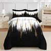 Nesker Comforter Set Queen Size, Black Gold White 7 Pcs
