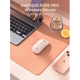 RAPIQUE Slim Wireless Mouse, Bluetooth & 2.4GHz, Rechargeable, Beige