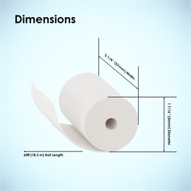 ReceiptPaperPro 2 1/4” x 60 ft Coreless Thermal Paper Receipt Rolls for Square Terminal, 20 Rolls