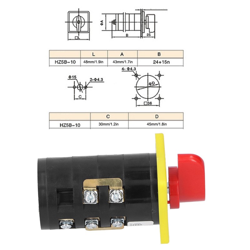 Universal Cam Changeover Switch Automatic Reset 3 Position Rotating OnOff