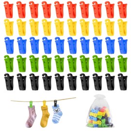 50 Sock Clips for Washing Machine, Colourful Dryer, Windproof Sock Clips, Washing Machine, with Hooks, Sock Clips for Washing Machine, Suitable for Thick Socks, Sock Stands, Sock Washing Organiser