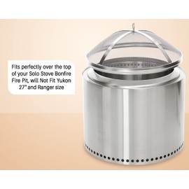 Fire Pit Spark Cover Compatible with Solo Stove Bonfire Size Fire Pit, Easy to Lift Stainless Steel Fire Pit Spark Screen Accessories (Stainless Steel Spark Screen)