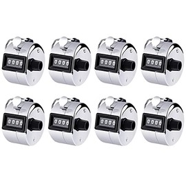 Hitopin 8PCS Hand Tally Counters, Metal Mechanical Counters, 4-Digit Clicker Counter, Metal Hand Tally Counters, 4 Digit Hand Tally Counters, for Coaching, Golf Scoring, Meeting, Counting (Sliver)