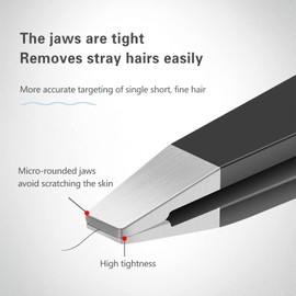 Derlaier Tweezers Set, High Precision Stainless Steel Eyebrow Tweezers for Facial Hair, Inward Growing Hair and Splinter Remover Kit, Suitable for Women and Men, 4-Piece Set. (Black)