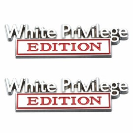 Magic Passion Sales 3pc RED WHITE PRIVILEGE EDITION Chrome Emblem Badge Car Truck SUV ATV Boat UTV