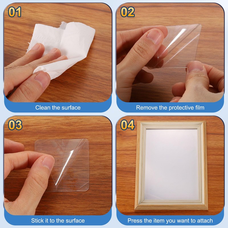 uxcell Clear Double Sided Adhesive Pads, 2.36'' x 2.36'' Square