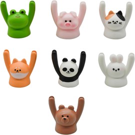 7pcs Animal Message Memo Card Stand Resin Figurine Animal Storage Figurine Cute Hand Raising Animal Business Card Photo Clip Desktop Card Message Notebook Memo Folder Digital Clamp Office Home School